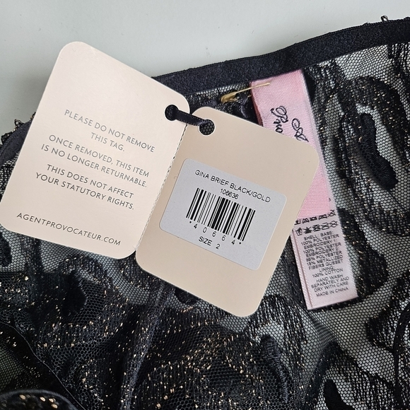 Agent Provocateur Gina Leopard Print Black/Gold Brief Panties NWT AP 2/Small - Picture 15 of 16
